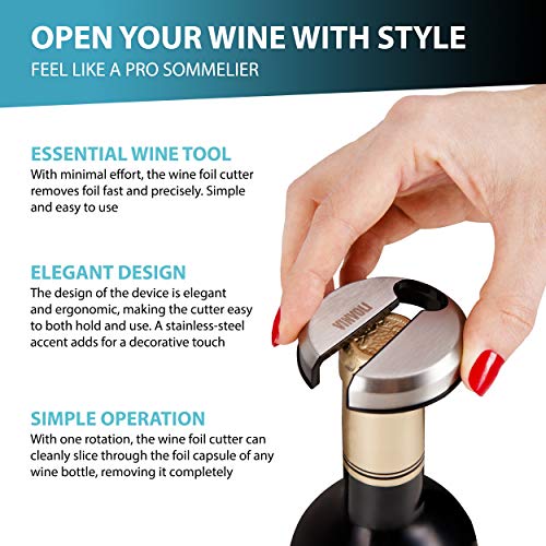 VINVOLI Wine Foil Cutter [Pack of 2] - New 2020 Wine Foil Cutter Tool - Foil Cutter for Wine Bottles - Wine Cutter Foil Opener Neck Label Remover - Wine Top Seal Cutter - Wine Bottle Foil Cutter - Thumbnail 5