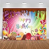 Mocsicka Children Birthday Party Backdrops Sweet Chocolate Theme Colorful Lollipops Candy Cartoon...