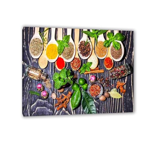 Tableau pour cuisine pour raviver un mur vide image épices en cuillère 30x40cm