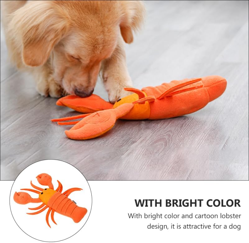 NOLITOY Lobster Dog Snuffle Toy, Interactive Pet Cute Squeaky Puppy Chew Toy for Small Middle Big Dog