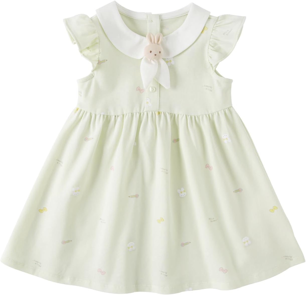 DAVE&BELLA Toddler Girls Summer Dress Ruffle Sleeve Cotton Sundress with Rabbit Easter Dress Party School Casual Playwear