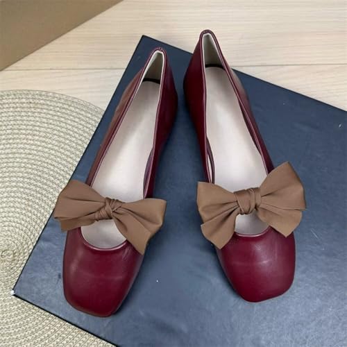 WENJIAZHIZHI Women's Bowknot Square Toe Ballet Flats Sparkly Bride Dress Flat Shoes Dress Shoes Soft Slip-Ons Loafers2