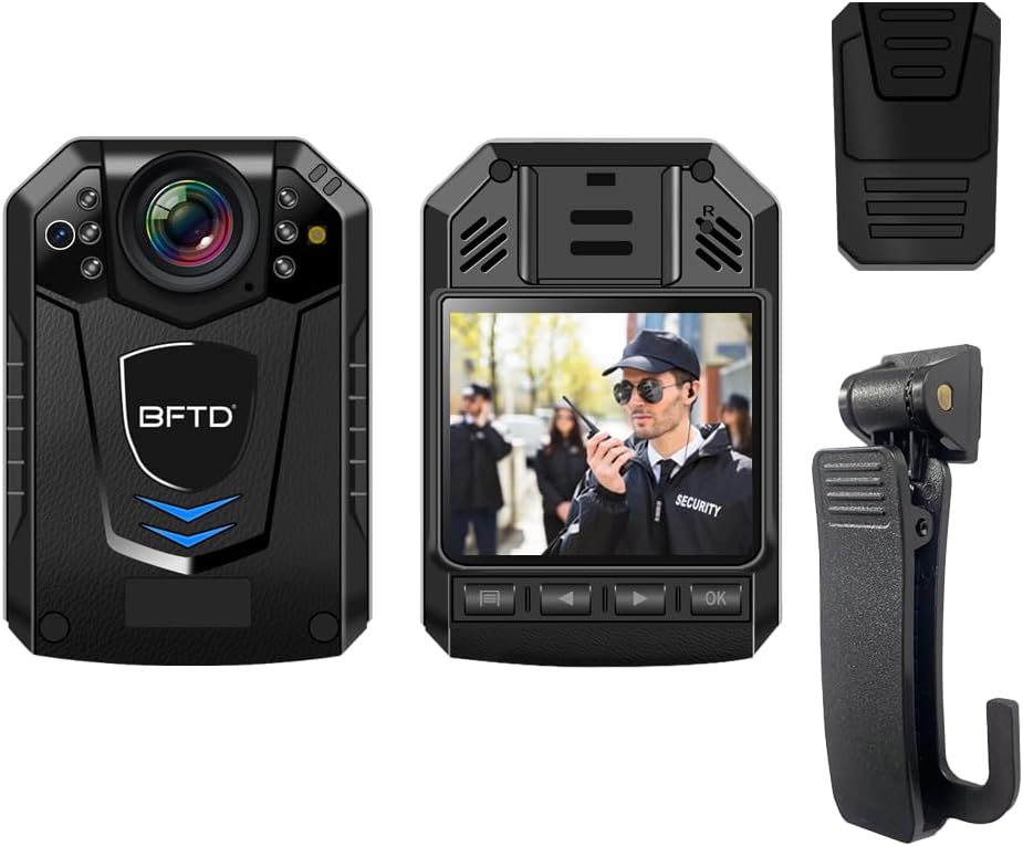 BFTD DSJ-F2 2K Body Camera,1440P Body Wearble Cam with Night Vision,Built in 3200mAh Battery for 10-12 Hours Video Recording,IP68 Waterproof for Law Enforement, Security,Outdoor Work(64GB)