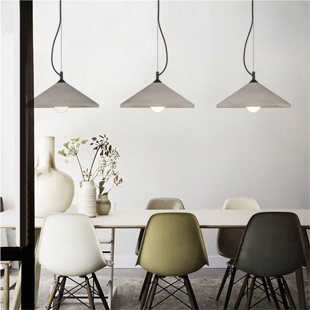 Cementowa mini przemysłowa lampa wisząca, 1 światło, prosta szara stożkowa lampa wisząca, podstawa E26, jednogłowicowa lampa nordycka z regulacją wysokości do sypialni, salonu i wejścia