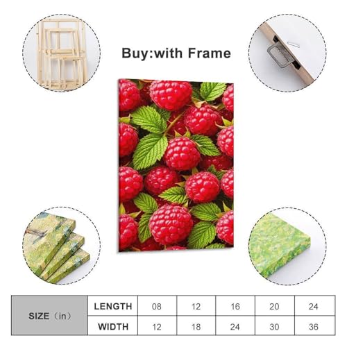 Poster mural de framboises et feuilles vertes decoration suspendre 40x60 cm - 2