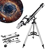 🔭 【Óptica de alta calidad】 Los oculares intercambiables con lente Barlow 1.5 / 3x aumentan la potencia de visualización, buscador de 5 * 24 con soporte de montaje, diagonal de 90 ° y oculares (H12.5 / H20mm / SR4mm) facilitan la localización de objetos