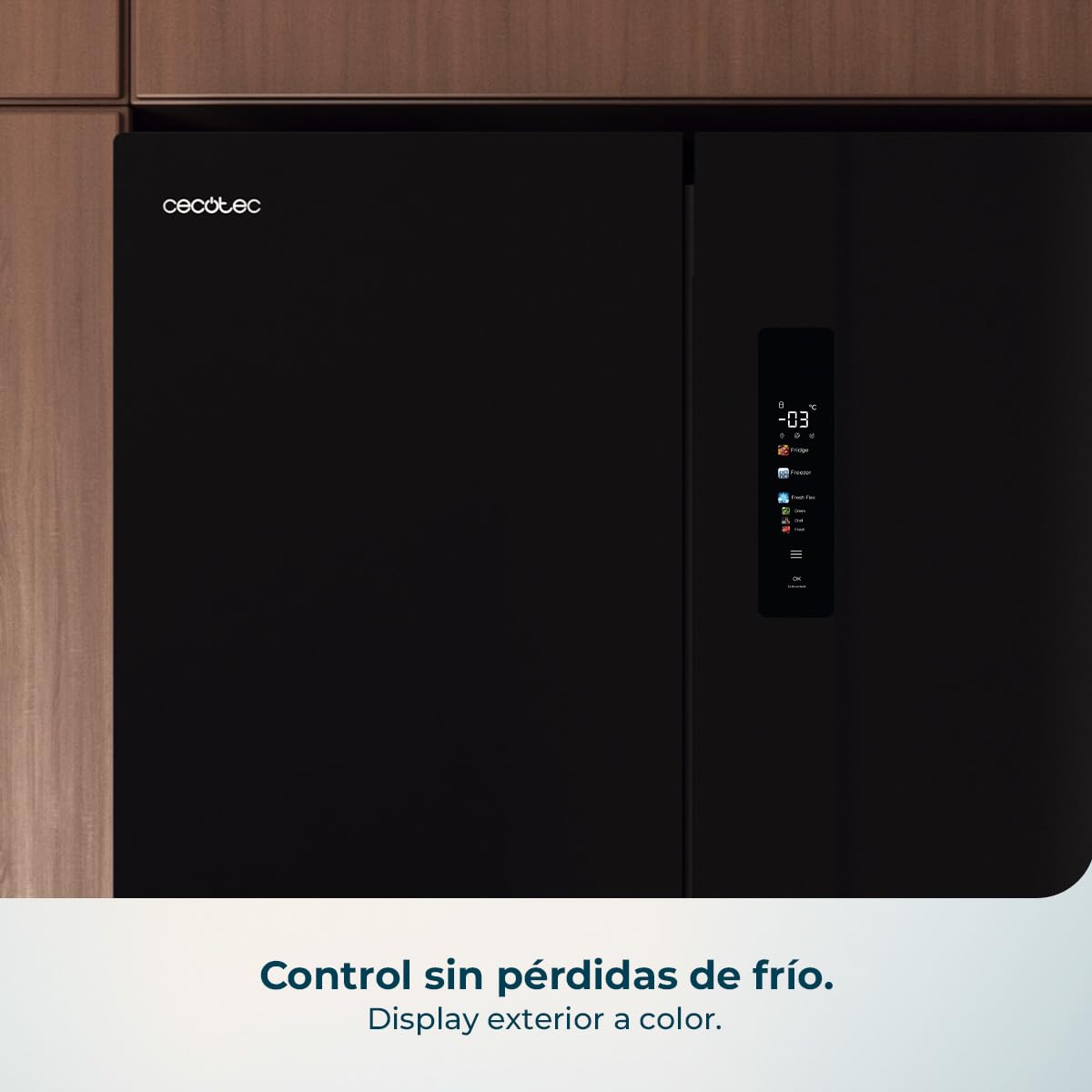 Cecotec Frigorífico Americano 4 Puertas Bolero CoolMarket 4D 503 Black Glass D. 503 L, Altura 177,5 cm, Ancho 85 cm, Total NoFrost, Motor Inverter, Multi AirFlow, Display Táctil