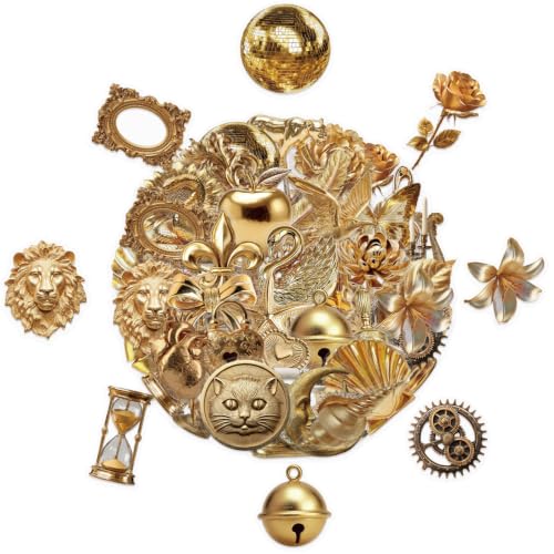 Image of 50 Pcs Luxury Golden Style Transparent Stickers for Scrapbooking (Golden)