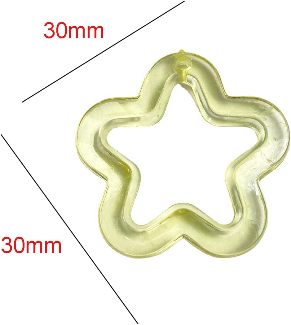 mollensiuer 100Pcs Acrylic Hollow Star Charms Pendant 30mm Star Shape Charms Craft Supplies with Hole for DIY Earrings Necklace Bracelet Jewelry Making Accessory, Random Color - Image 2