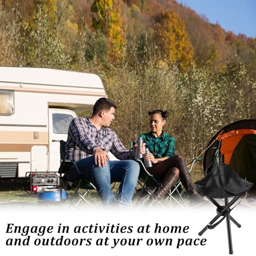 KKONHII 2PCS Portable Folding Camping Stool,Travel Outdoor Tripod Seat,Black Folding Camping Chairs for Camping Party Picnic Beach Garden Lawn Walking Hiking - Thumbnail 6