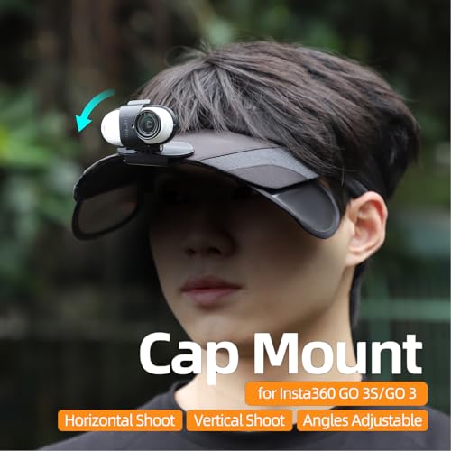 Image of Baseball Hat Clip for Insta360 Go 3s, Vertical & Horizontal Adjustable Baseball Cap Mount Bracket for Insta 360 Go 3s Accessories