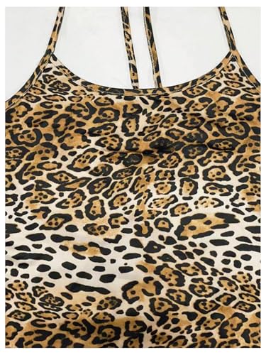 Image of Floerns Women's Leopard Print Sleeveless Halter Dress Club Bodycon Maxi Dresses