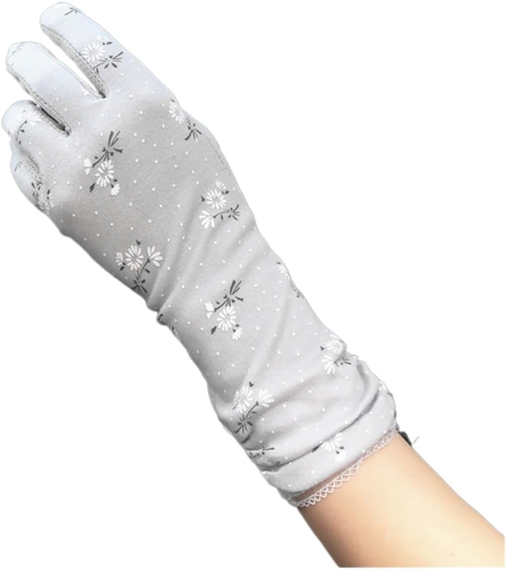 Women's Gloves Ladies Printing Flower lace Edge Breathable Non-slip Sun Protection Driving