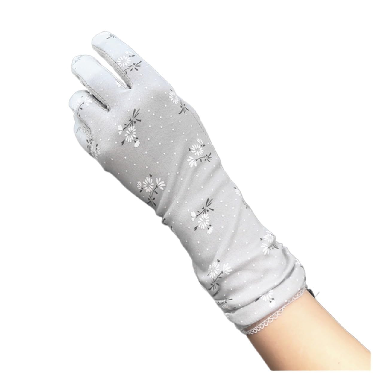 Women's Gloves Ladies Printing Flower lace Edge Breathable Non-slip Sun Protection Driving Gloves