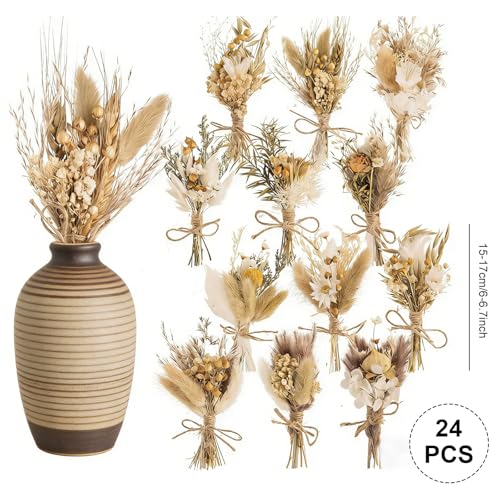 Pack de 24 Mini Ramilletes de Flores Secas para Decoración Boho miniatura 2