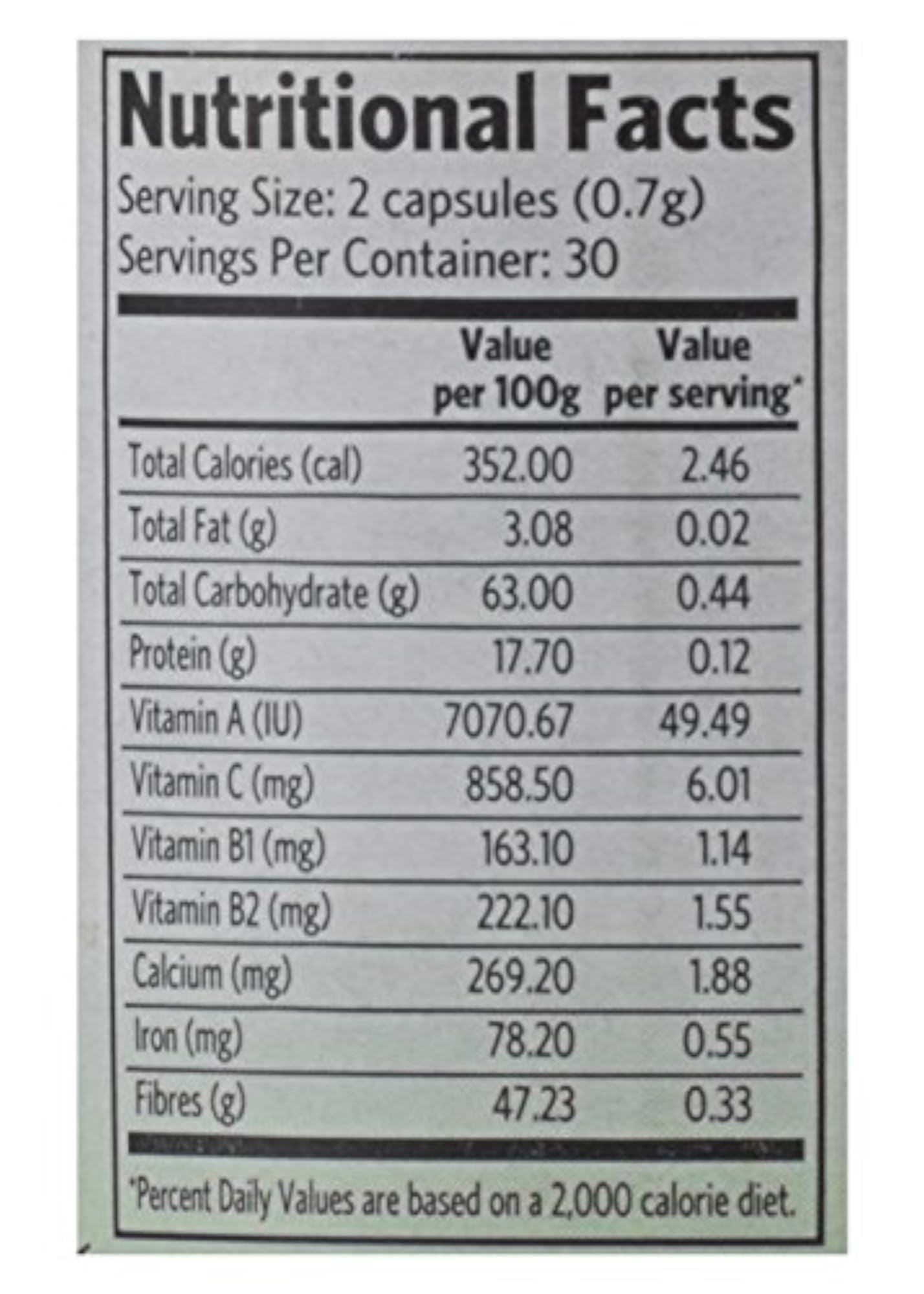 Organic Moringa Capsules, 60 Capsules Bottle