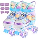 Mermaid Kids Roller Skates Adjustable Roller Skates with Light Up Wheels for Kids, Beginner, Girls,