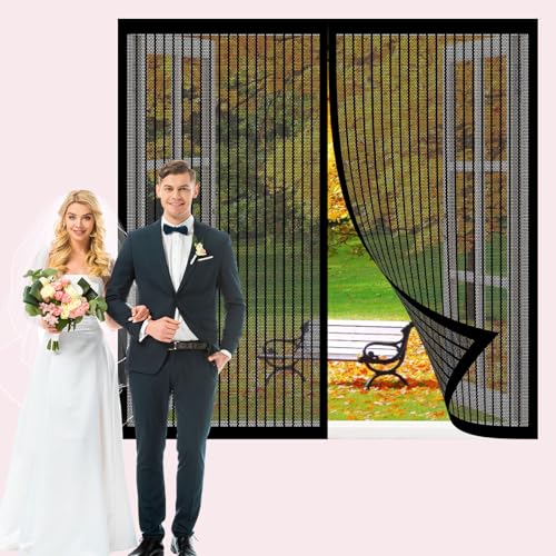 Zanzariera Magnetica per Porte 94 x 234 cm con Magneti Anti Zanzare Insetti Zanzariera Magnetica per Porte Finestra per Legno, Ferro, in Alluminio, Nero