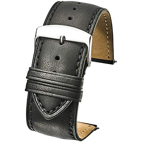 STUNNING SELECTION ALPINE Genuine leather watch band (fits wrist sizes 6-7 1/2 inch)- black - 30mm Cover
