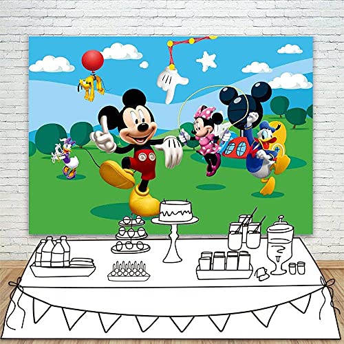 VV Backdrop Mickey Mouse Clubhouse Backdrop 7x5 Vinyl Mickey Mouse Birthday Background for Kids Vinyl Mickey Mouse Baby Shower Backdrops for Party Supplies