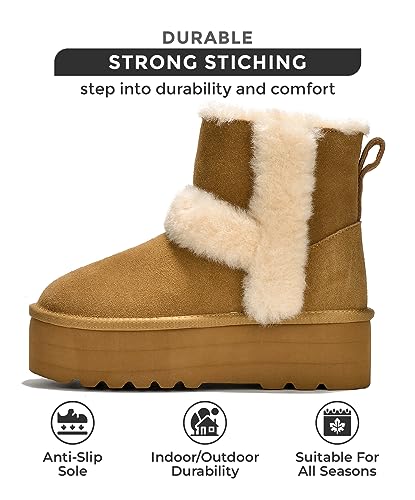 Project Cloud Genuine Suede Winter Boots for Women - Memory Foam Platform Non-slip Ankle Footwear - Fall Shoes 2025 (Furby)2
