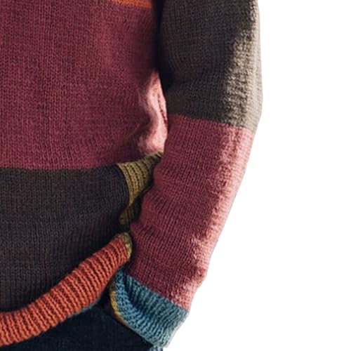 Pull col en V pour homme à manches longues décontracté et coloré