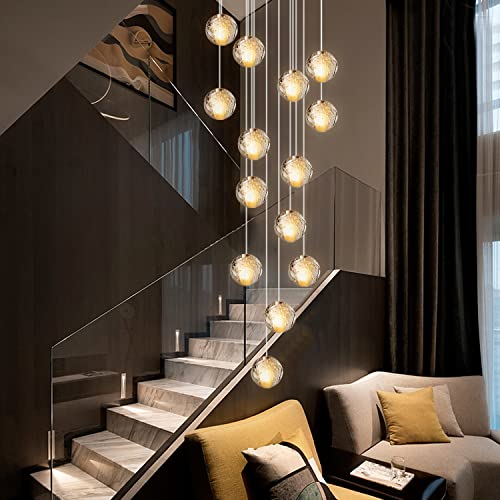 KJLARS Iluminación colgante LED contemporáneas Lámparas de araña Candelabros en altura adecuados para sala de estar Mesa de comedor Escalera Dormitorio Lámparas de techo colgante 14 luces-rectángulo