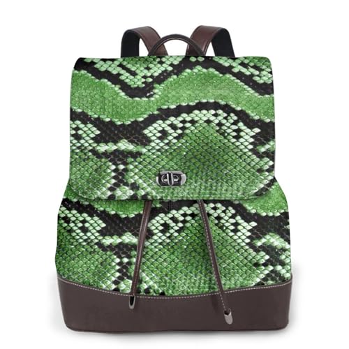 Sac à dos en cuir vert effet serpent pour femme chic au quotidien