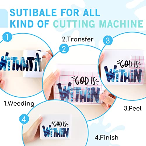 Tintnut Tie Dye Permanent Vinyl Roll - 12 Inch X 5Ft, Seamless Blue Adhesive Vinyl, Swirl Pattern Self Sticker Waterproof Vinyl Compatible With Cricut Or Silhouett #TOP4