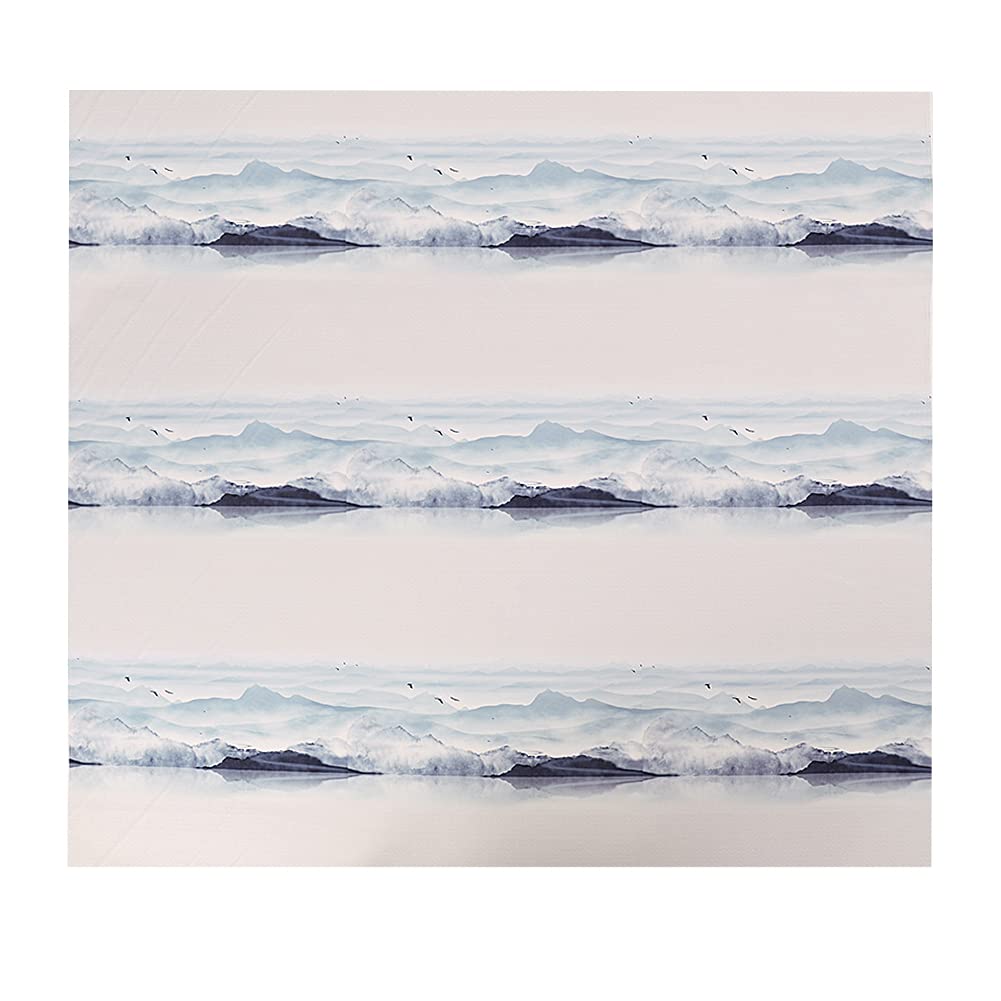 Brokatowa tkanina, Satynowy sztuczny jedwab Brokat do salonu Dom w stylu chińskim Abstrakcyjny krajobraz Zen 50 cm x 50 cm, C
