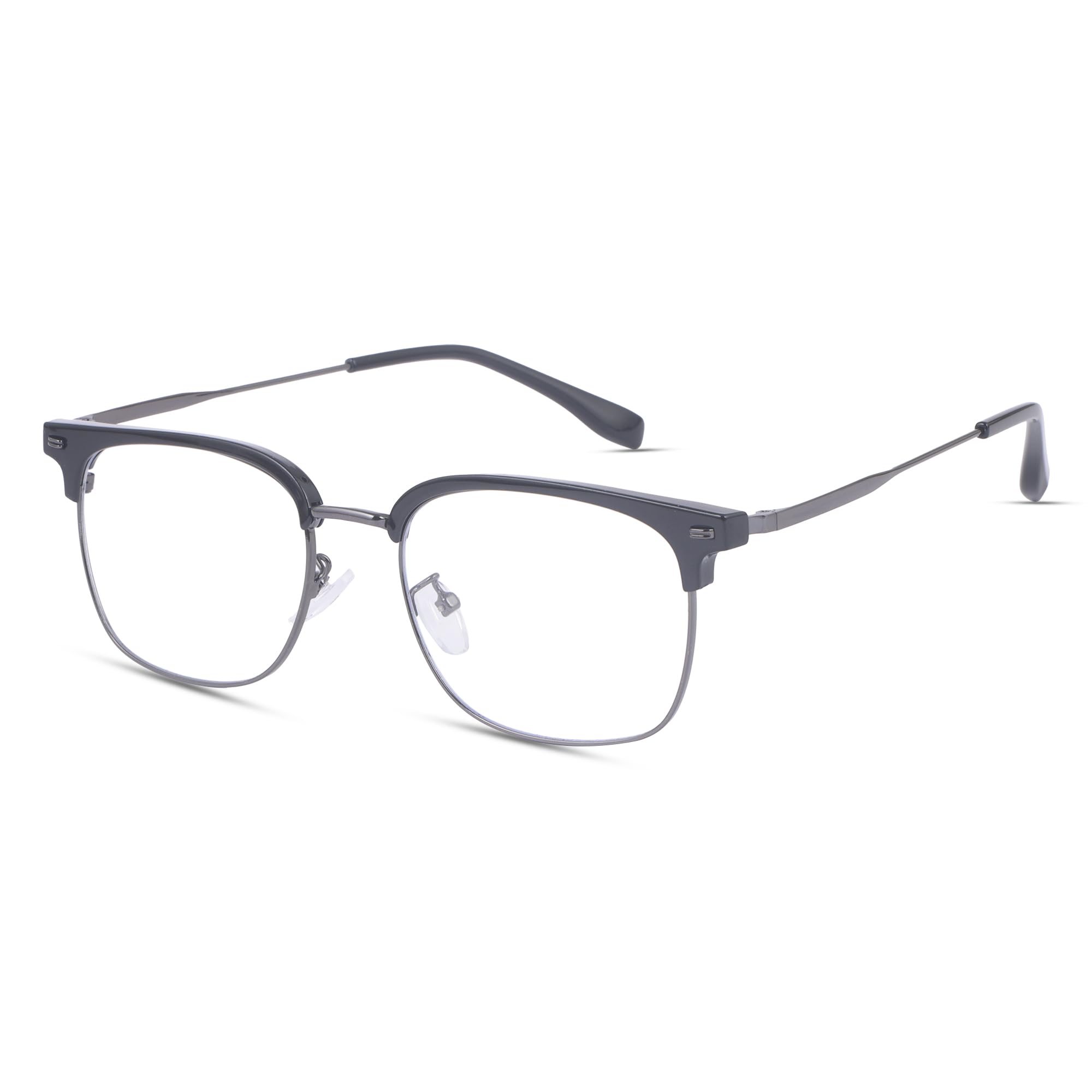 retro browline computer glasses | blue light blocking zero power frame for men & women | anti-glare screen protection clubmaster style spectacle frame - 2661