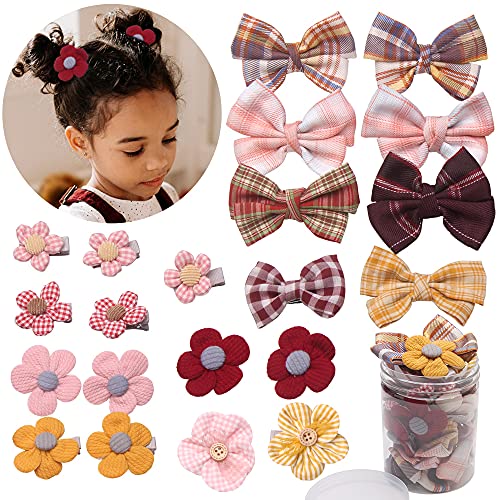 21pcs with storage box for girls big bow hairpin ribbon full cover flower hairpin baby toddler hair accessories
