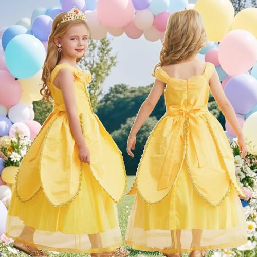 Disfraz completo de princesa amarillo para niñas miniatura 4