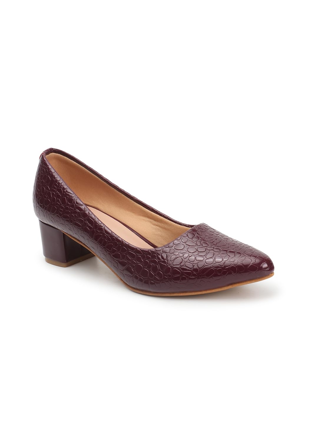 Carlton LondonWomen Stylish Slipon Pump Shoes with Block Heels, Pointed Toe for Party and Formal Occasions