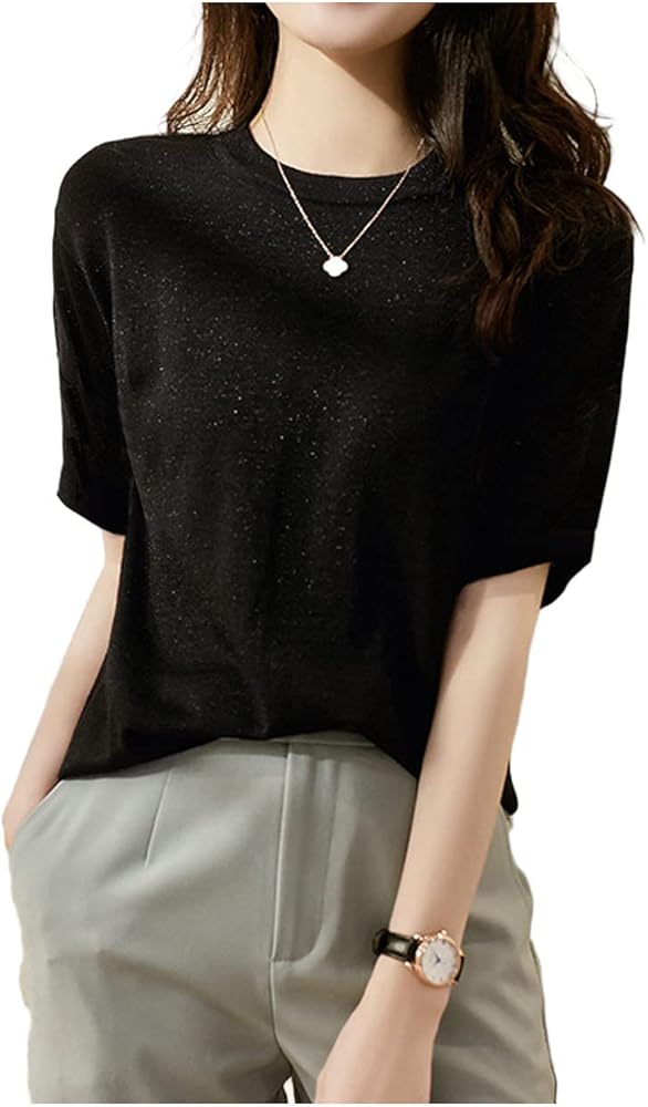 Amazon | [コウエイストア] サマーニット レディース クルーネック 5分