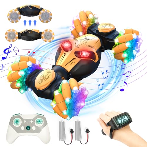AmazeFun Ferngesteuertes Auto RC Stunt Car mit Handsteuerung, 2,4G 4WD 360° Drehung Off-Road Auto, Drift Car mit Musik und LED-Lichter Geschenk für Kinder ab 6 7 8 9 10 12+Jahre Jungen Mädchen