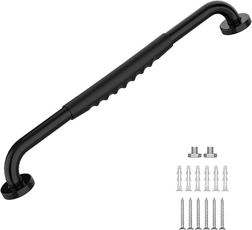 Miniatura 1 de Barra de agarre de ducha negra aceitada con agarre de goma antideslizante de 20 pulgadas, barras de agarre de baño de acero inoxidable, barra de