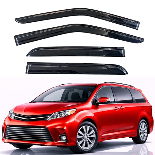 Image of KPY Rain Guards Fit for 2011-2020 Toyota Sienna, Out-Channel Window Visors Vent Wind Deflectors 4PC, Car Accessories for 11-20 Sienna