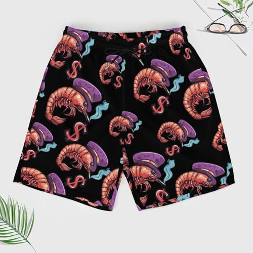 Shrimp Pimp Cherry Shrimp Mens Swim Trunks Quick Dry Beach Board Shorts with Pockets4