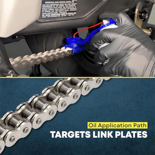 Image of MIKANIX Motorcycle Chain Oiler Spray Attachment for Chains I Universal Chain Lubrication Tool for Bike Maintenance I Fits Any Chain Lube Can I Nozzle Sprayer Dispenser (Blue)