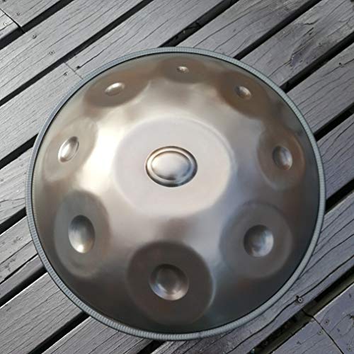 Handpan profesional DC de 22 pulgadas con tratamiento antipolvo y endurecimiento profundo, 9 notas en D menor/F mayor, Steel Tongue Drum en E mayor y E menor, color negro gris