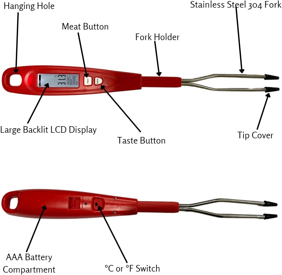 review ThermalinX TL19 Professional Digital Instant Read Meat Thermometer with Backlit and Alarm for Roasting Turkey Frying Grilling BBQ Cooking Oven Baking Candy. Kitchen Turning Fork Probe Food Thermometer