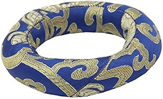 Silk Brocade Ring Cushion Pillow for Tibetan Singing Bowl Hand Made Nepal (Blue)