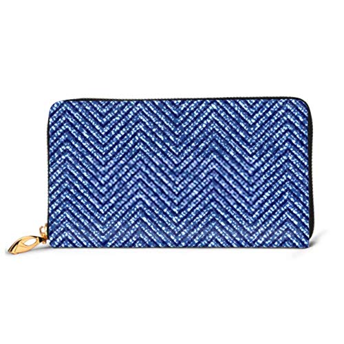 Preisvergleich Produktbild JHGFG Mode Handtasche Reißverschluss Brieftasche Jeans gewaschen Indigo gestreiftes Hemd Hintergrund Telefon Clutch Geldbörse Abendkupplung Blocking Leder Brieftasche Multi Card Org