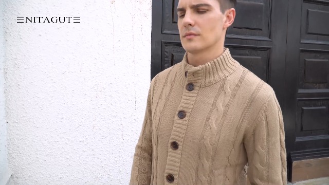 NITAGUT Mens Long Sleeve Casual Slim Fit Cardigan Cable Knitted