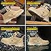 Steel Toe Shoes for Men Women Lightweight Breathable Work Boots Unisex Waterproof Non-Slip Safety Hiking Shoes Anti-Smashing and Anti-Puncture Fashion Sneakers Khaki