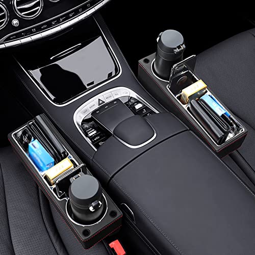 Ihreesy Pu Leather Car Seat Gap Filler,Universal Car Seat Organizer Multifunctional Car Cup Holder Gap Filler Storage Box Console Side Pocket Car Organizer For Phones Sunglasses,Usb Style,Brown #TOP7