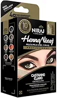Henna Castanho Claro Niraj: Kit Completo para Sobrancelhas com Efeito Natural e Duradouro