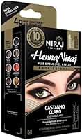 Henna Castanho Claro Niraj: Kit Completo para Sobrancelhas com Efeito Natural e Duradouro