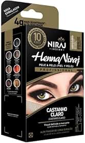 Henna Castanho Claro Niraj: Kit Completo para Sobrancelhas com Efeito Natural e Duradouro